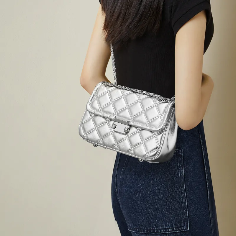 RED DRAGONFLY Cow Leather Crossbody Bags Shoulder Bags Regular Women's Silver/Ecru/Black-4