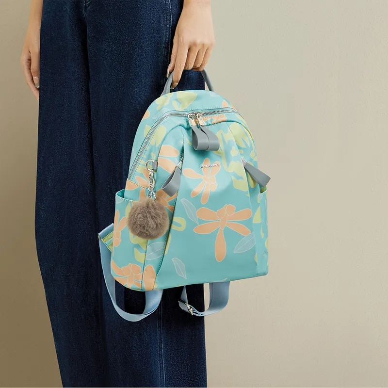 RED DRAGONFLY Fabric Backpack Regular Unisex Light Blue-5