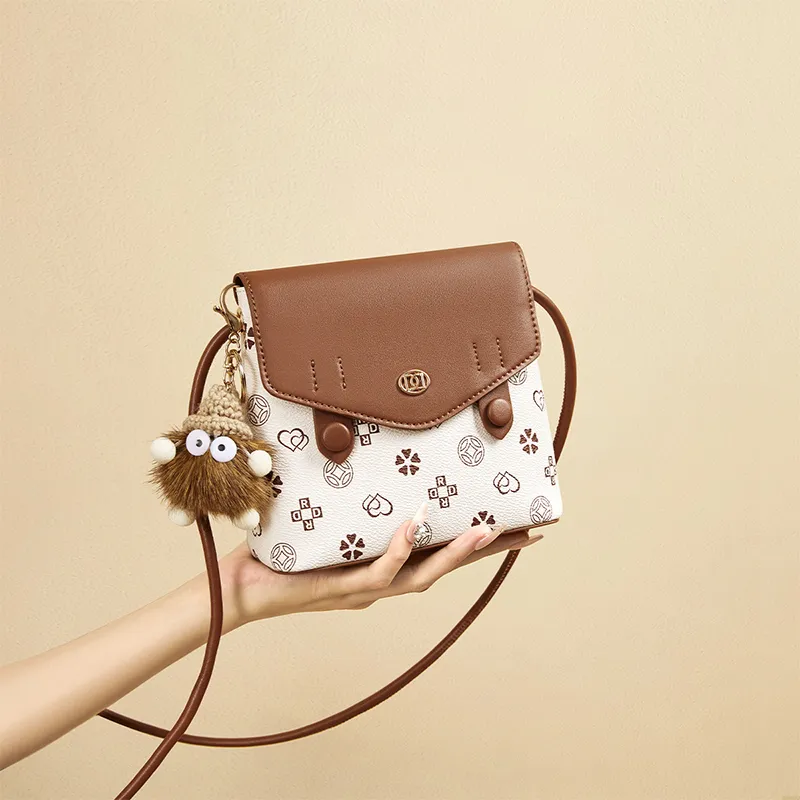 RED DRAGONFLY PVC Shoulder Bag, Crossbody Bag Regular Women's Ecru Brown-4