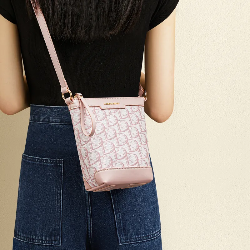 RED DRAGONFLY PVC Shoulder Bag, Crossbody Bag Women's Cherry Blossom Pink/Coffee-4