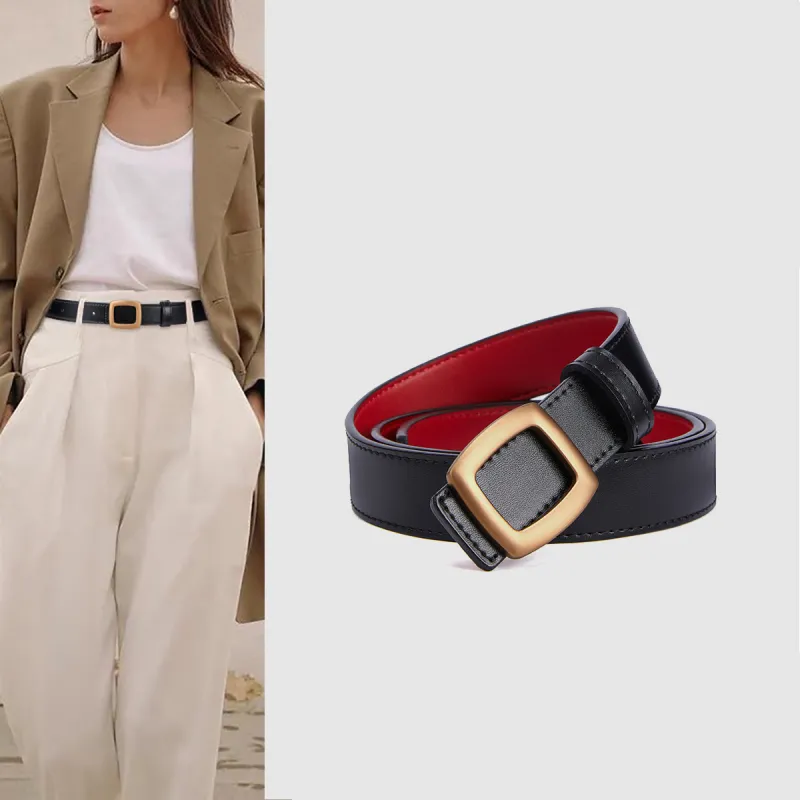 RED DRAGONFLY Versatile Instagram Style Trendy Fashion Smooth Buckle Belt Without Perforation Women's Width 2.8cm-3