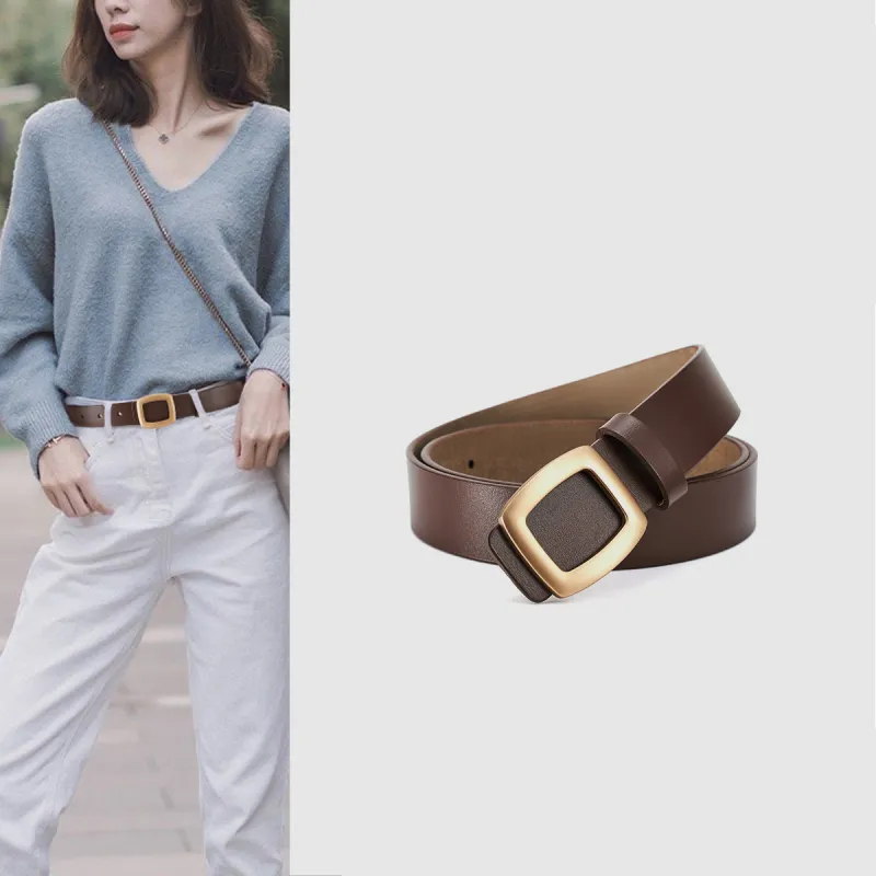 RED DRAGONFLY Versatile Instagram Style Trendy Fashion Smooth Buckle Belt Without Perforation Women's Width 2.8cm-21