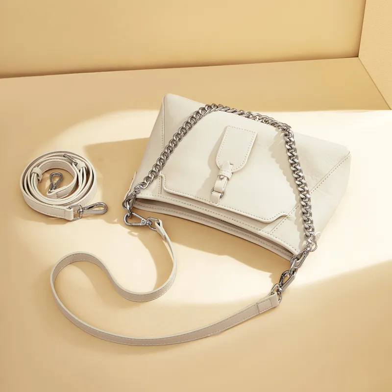 RED DRAGONFLY Cow Leather Shoulder Bag Women's Cream White-6