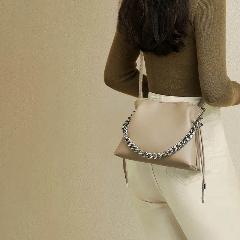 RED DRAGONFLY Cow Split Leather Crossbody Bag, Shoulder Bag Regular Women's Cream Apricot/Black-5