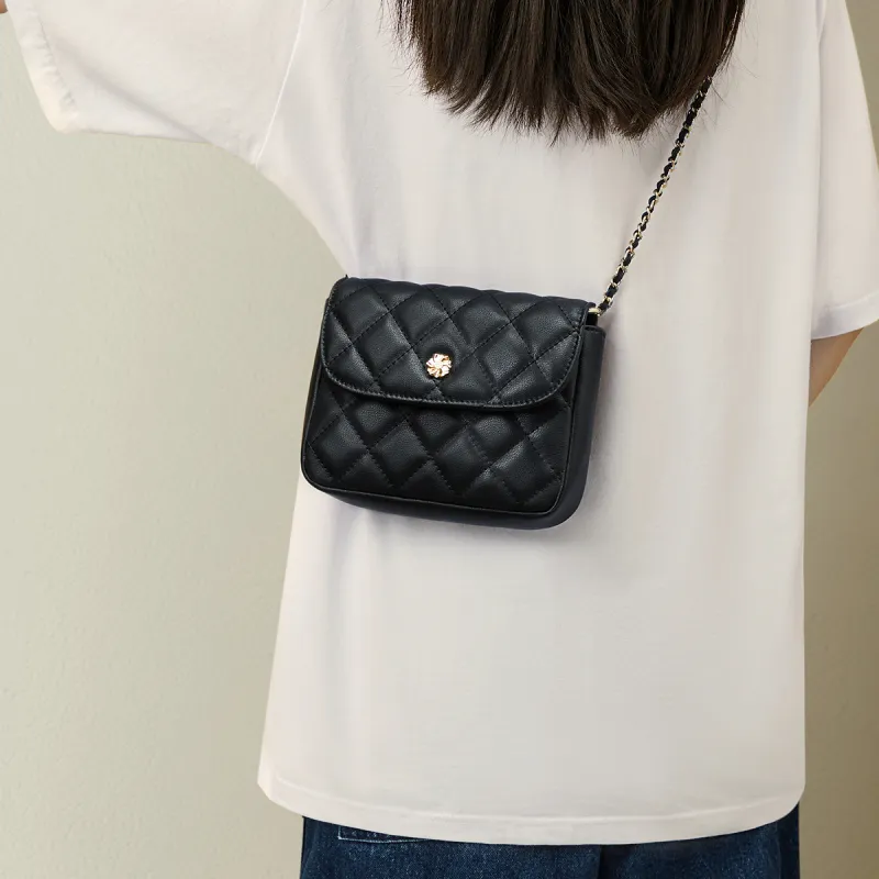 RED DRAGONFLY Cow Split Leather Crossbody Bag Women's Black-6