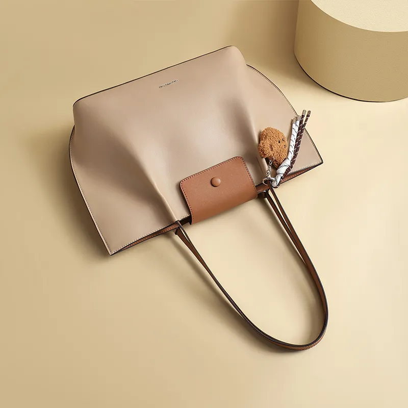 RED DRAGONFLY Split Cow Leather With Microfiber Synthetic Leather Shoulder Bag Regular Women's Camel-7