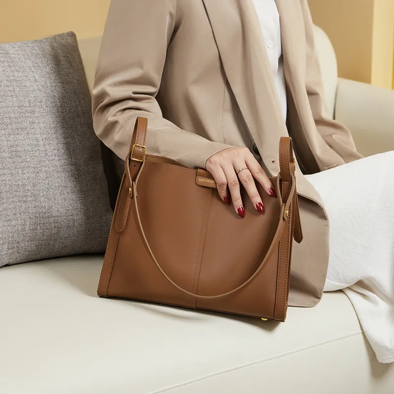 RED DRAGONFLY Cow Leather Tote Bag, Shopping Bag, Crossbody Bag, Shoulder Bag Regular Women's Brown-6