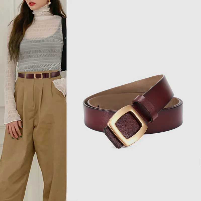 RED DRAGONFLY Versatile Instagram Style Trendy Fashion Smooth Buckle Belt Without Perforation Women's Width 2.8cm-17