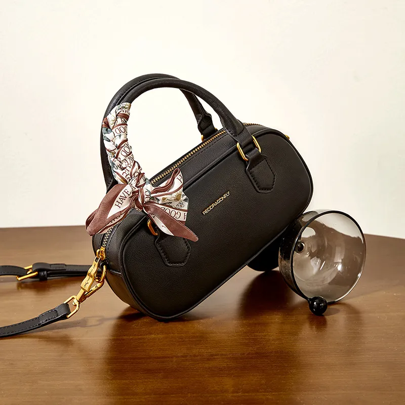 RED DRAGONFLY Cow Split Leather Handbag Regular Unisex Brown/Black-12