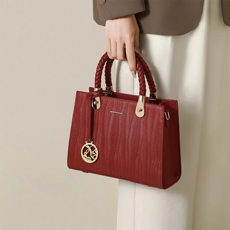 RED DRAGONFLY Cow Leather Tote Handbag, Crossbody Bag Women's Blue/Black-5