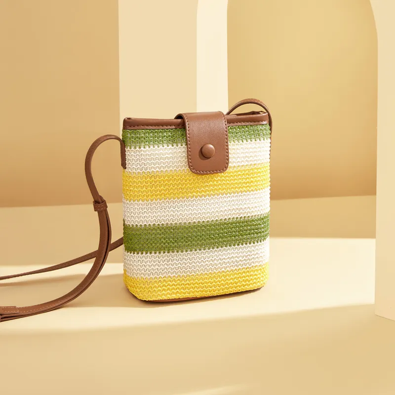 RED DRAGONFLY Fabric, Synthetic Leather Woven Small Bag Trumpets Women's Rainbow-14