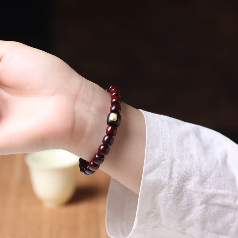 Finger Carpenter Small Leaf Red Sandalwood Bracelets Unisex-5