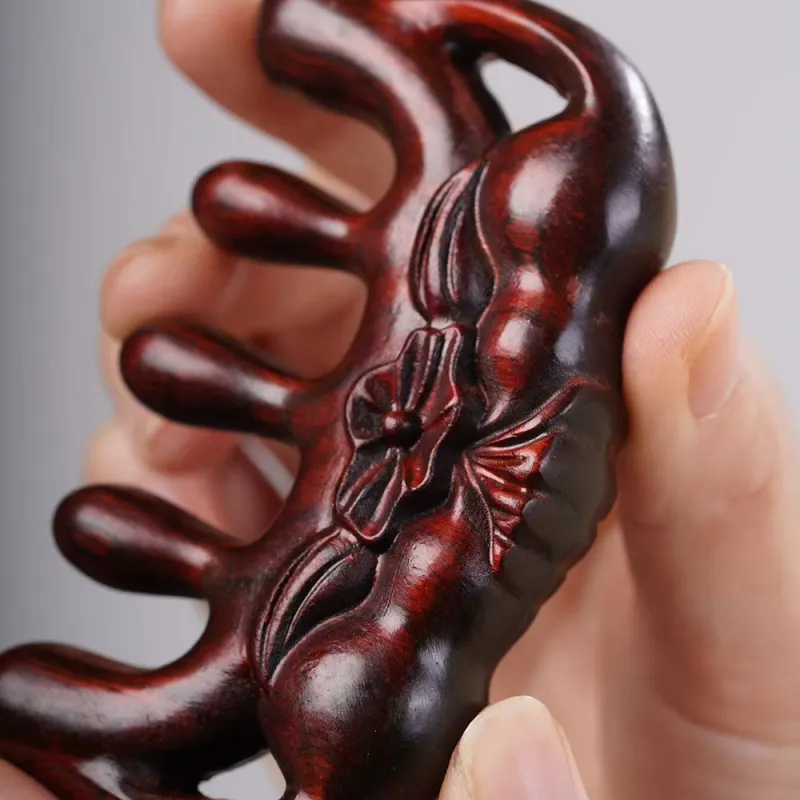 Finger Carpenter Red Rosewood Wooden Comb Women's-5