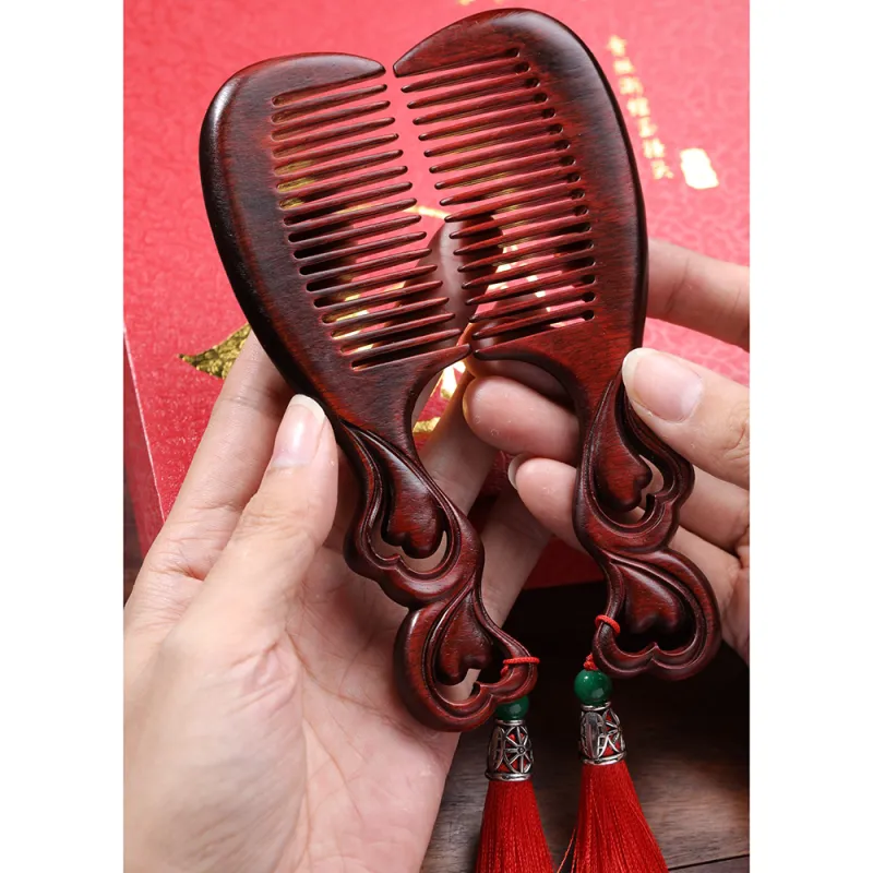 Finger Carpenter Red Rosewood Wooden Comb Women's-2
