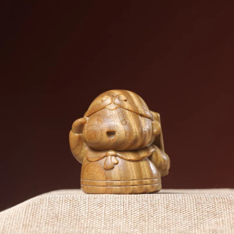 Finger Carpenter Green Sandalwood Wooden Ornaments Unisex-7