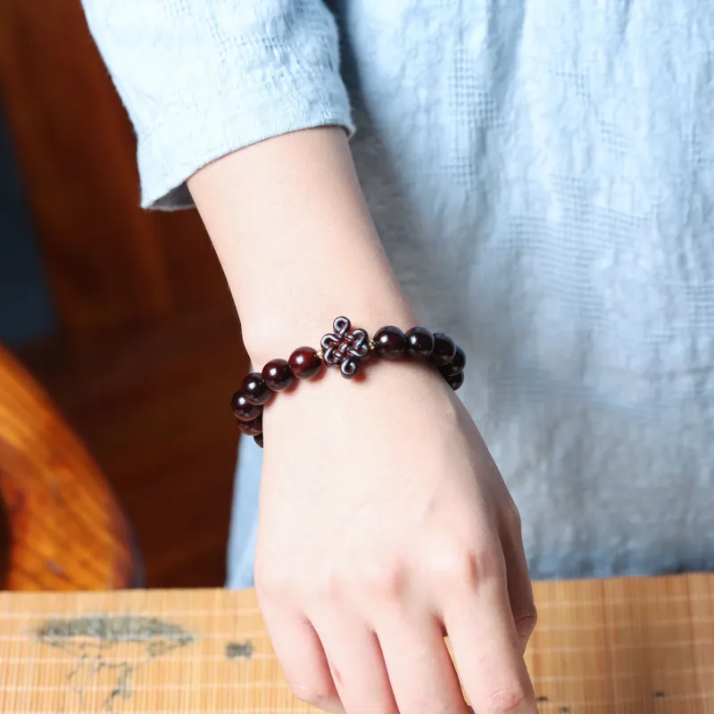 Finger Carpenter Small leaved Rosewood Wooden Bracelets Unisex-5