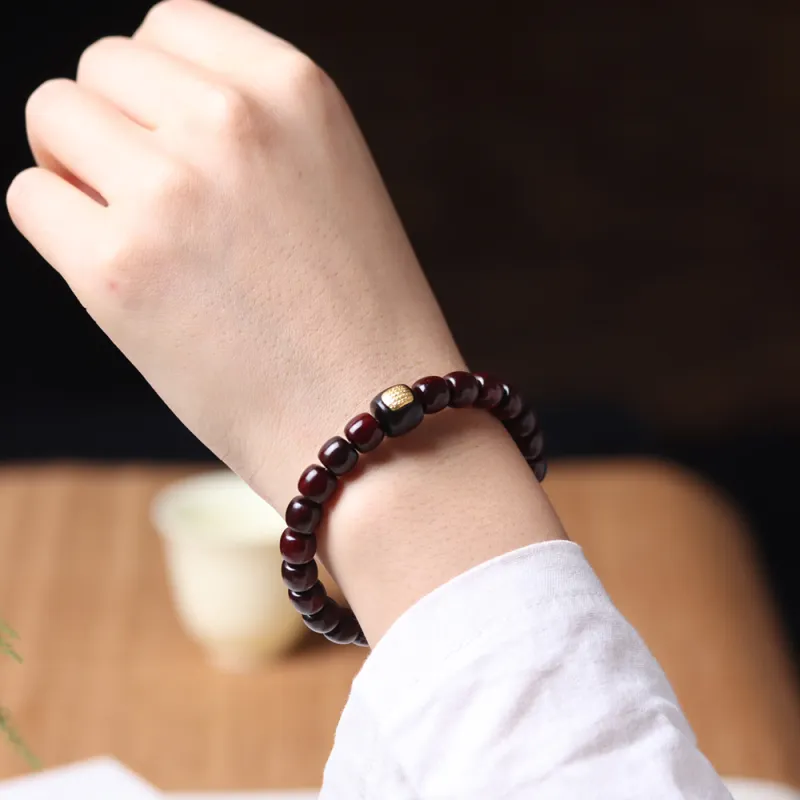 Finger Carpenter Small Leaf Red Sandalwood Bracelets Unisex-4