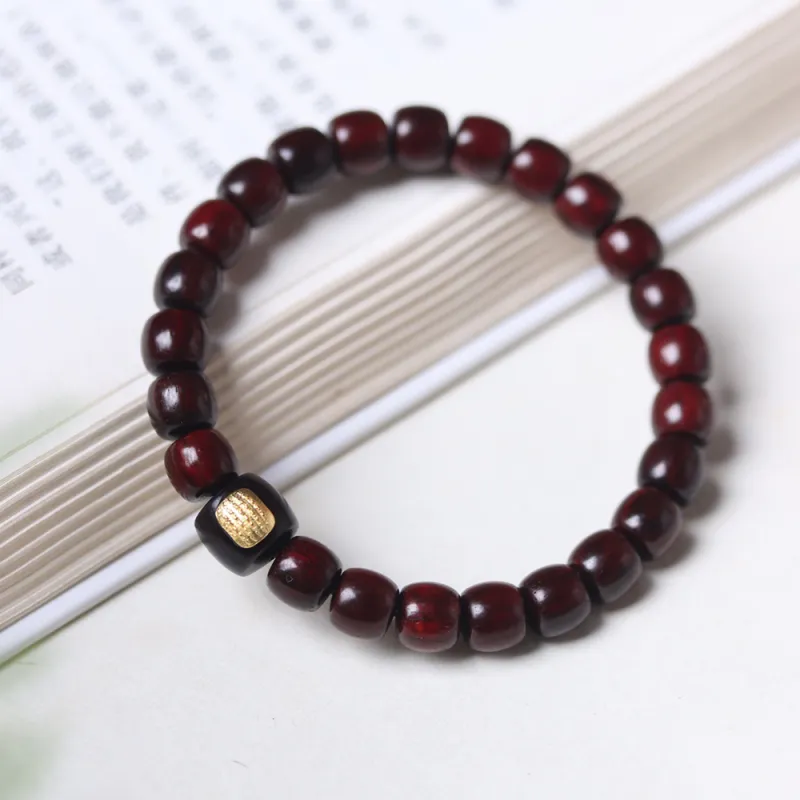 Finger Carpenter Small Leaf Red Sandalwood Bracelets Unisex-1