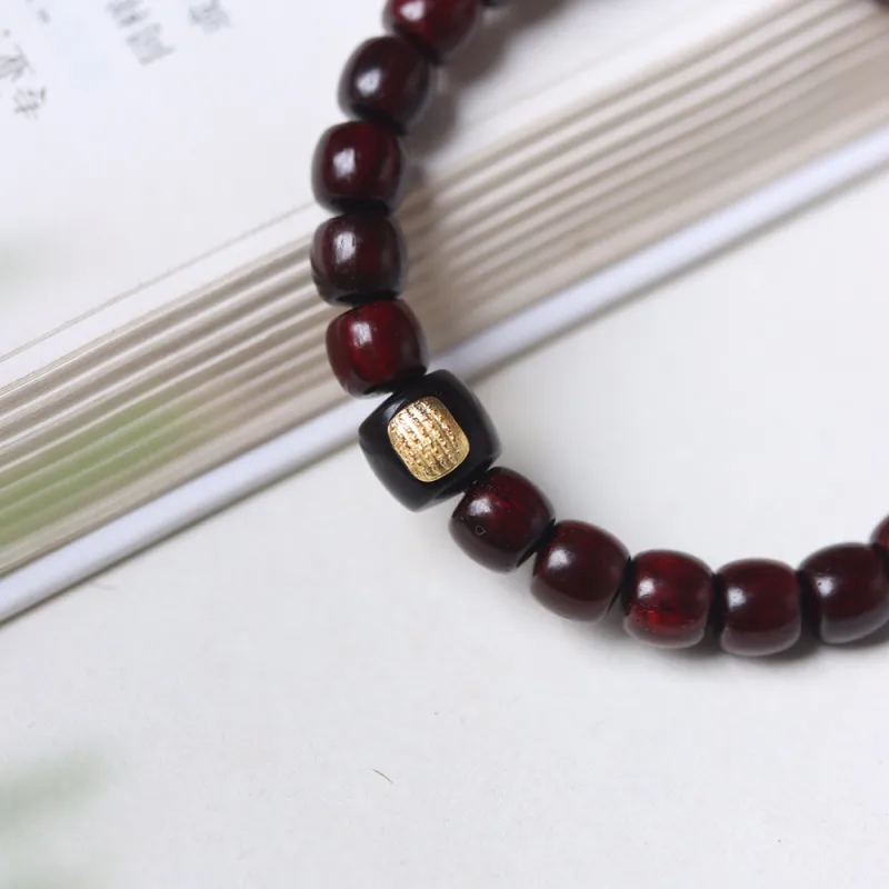 Finger Carpenter Small Leaf Red Sandalwood Bracelets Unisex-2