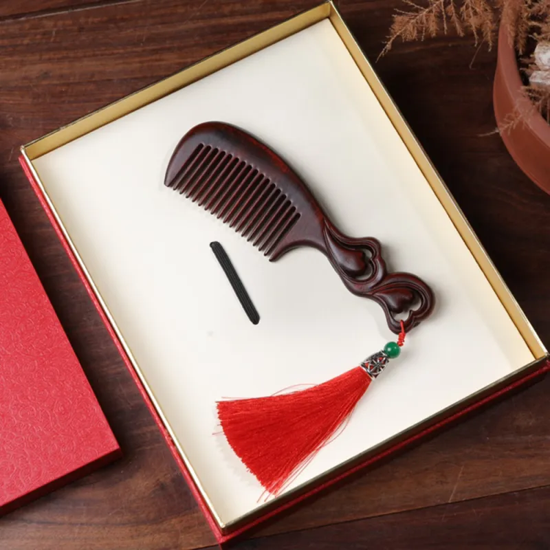 Finger Carpenter Red Rosewood Wooden Comb Women's-9