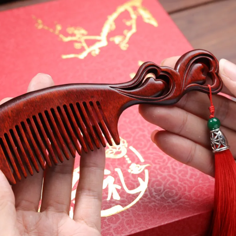 Finger Carpenter Red Rosewood Wooden Comb Women's-3