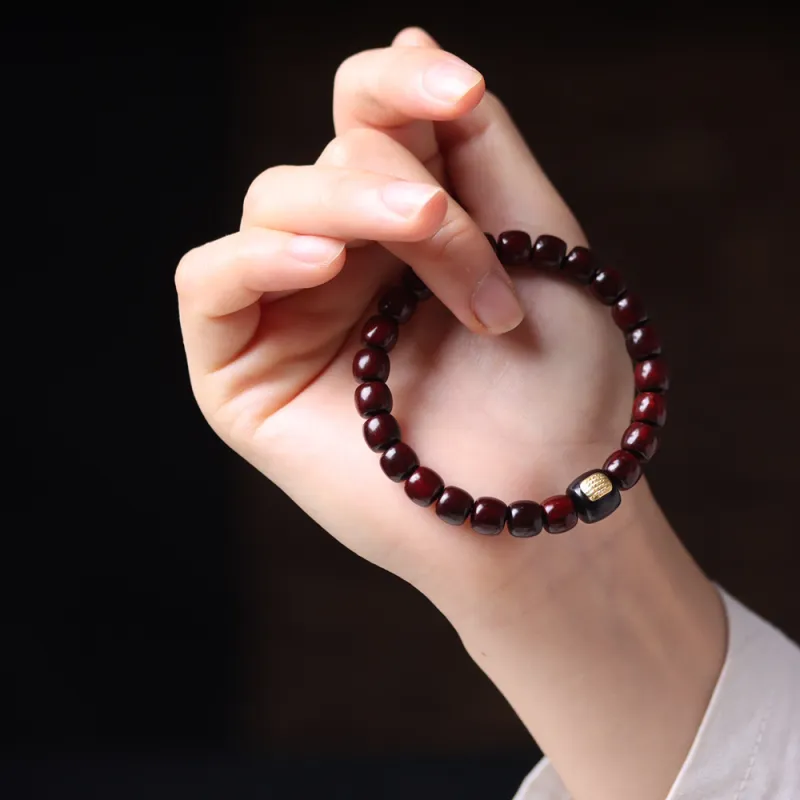 Finger Carpenter Small Leaf Red Sandalwood Bracelets Unisex-6