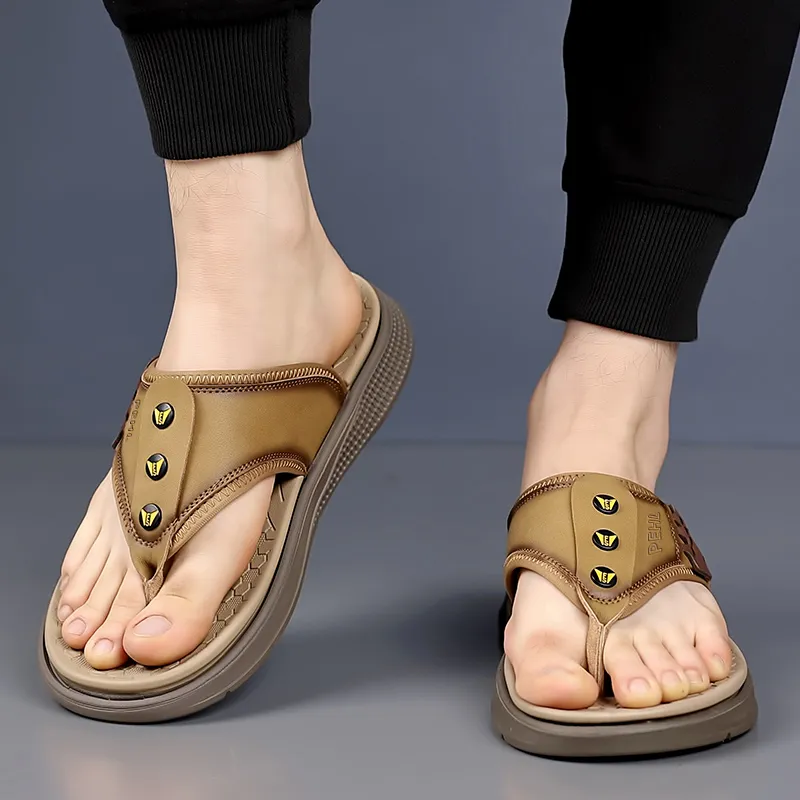 PEHL Rubber Sole Abrasion Resistant Slip Resistant Quick Dry Flip Flops Men's-9