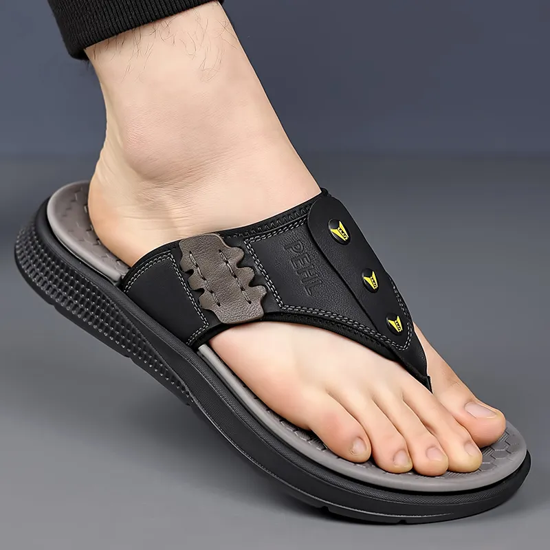 PEHL Rubber Sole Abrasion Resistant Slip Resistant Quick Dry Flip Flops Men's-3
