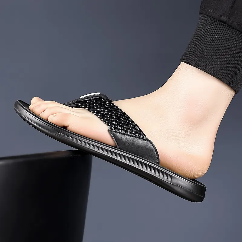 PEHL Composite Sole Abrasion Resistant Slip Resistant Quick Dry Flip Flops Men's Black-2