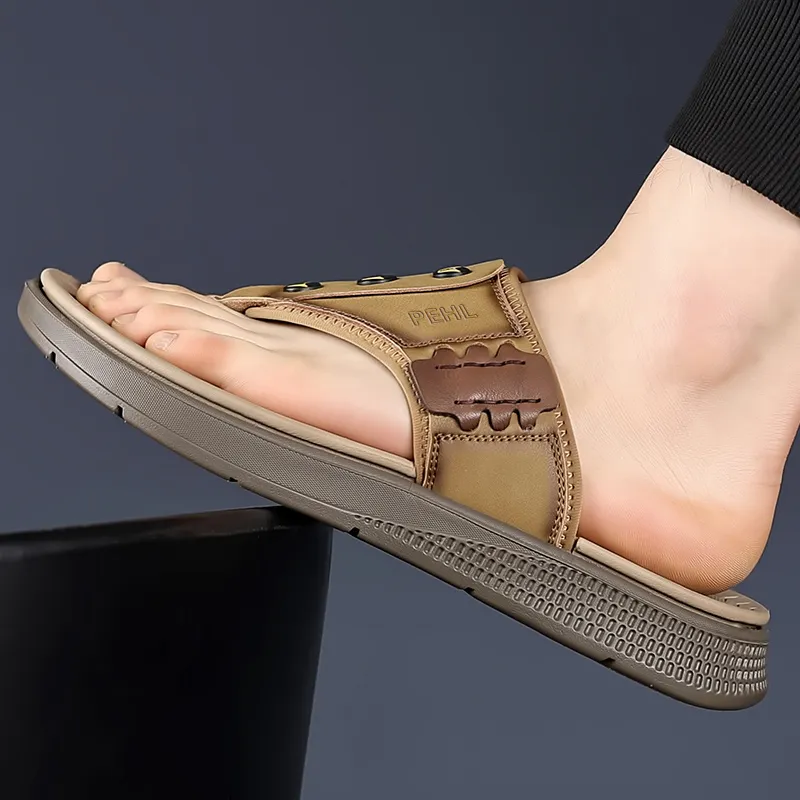 PEHL Rubber Sole Abrasion Resistant Slip Resistant Quick Dry Flip Flops Men's-7