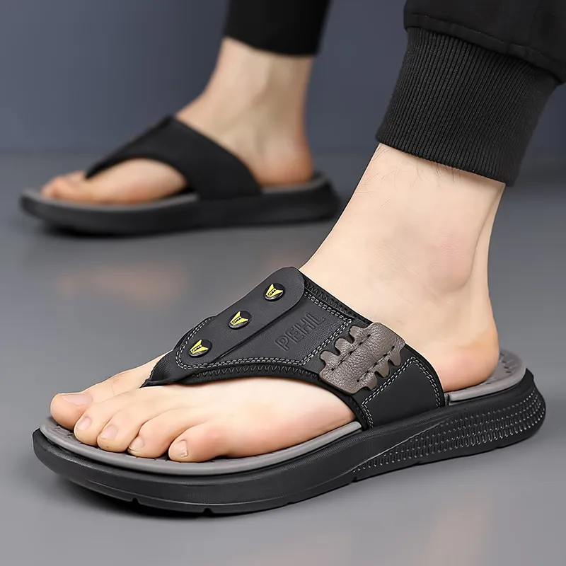 PEHL Rubber Sole Abrasion Resistant Slip Resistant Quick Dry Flip Flops Men's-1
