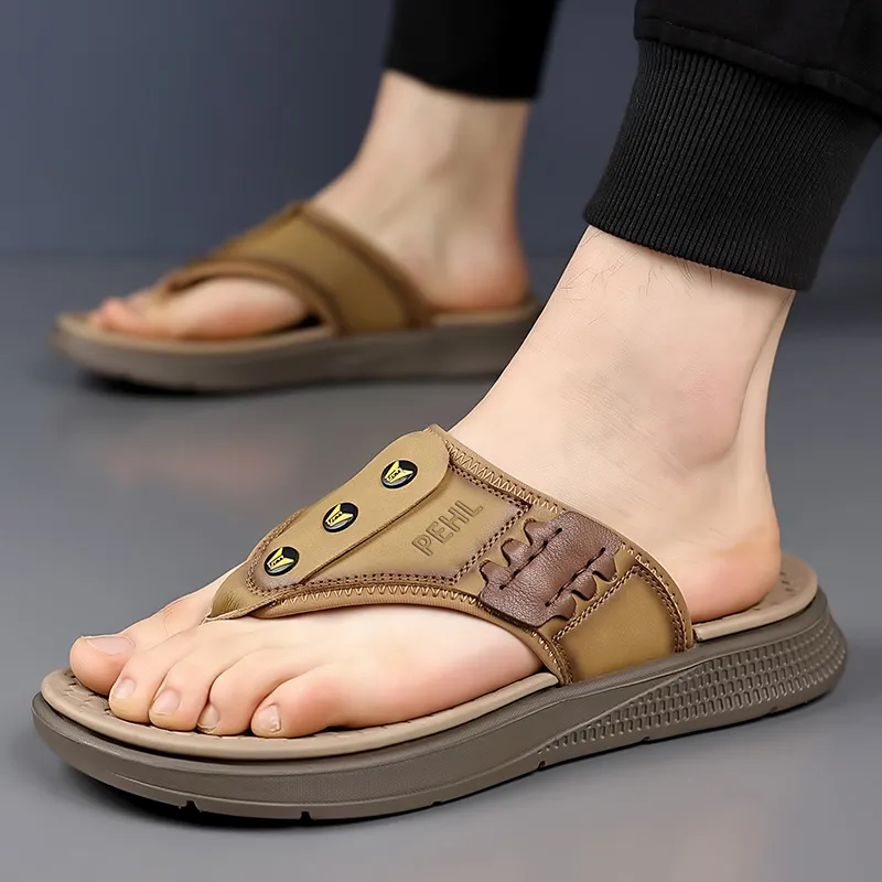 PEHL Rubber Sole Abrasion Resistant Slip Resistant Quick Dry Flip Flops Men's-6