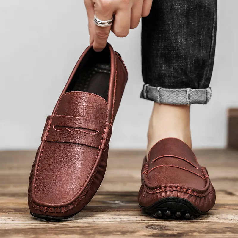PEHL Gommino Loafers Men Black/Burgundy/Khaki-8