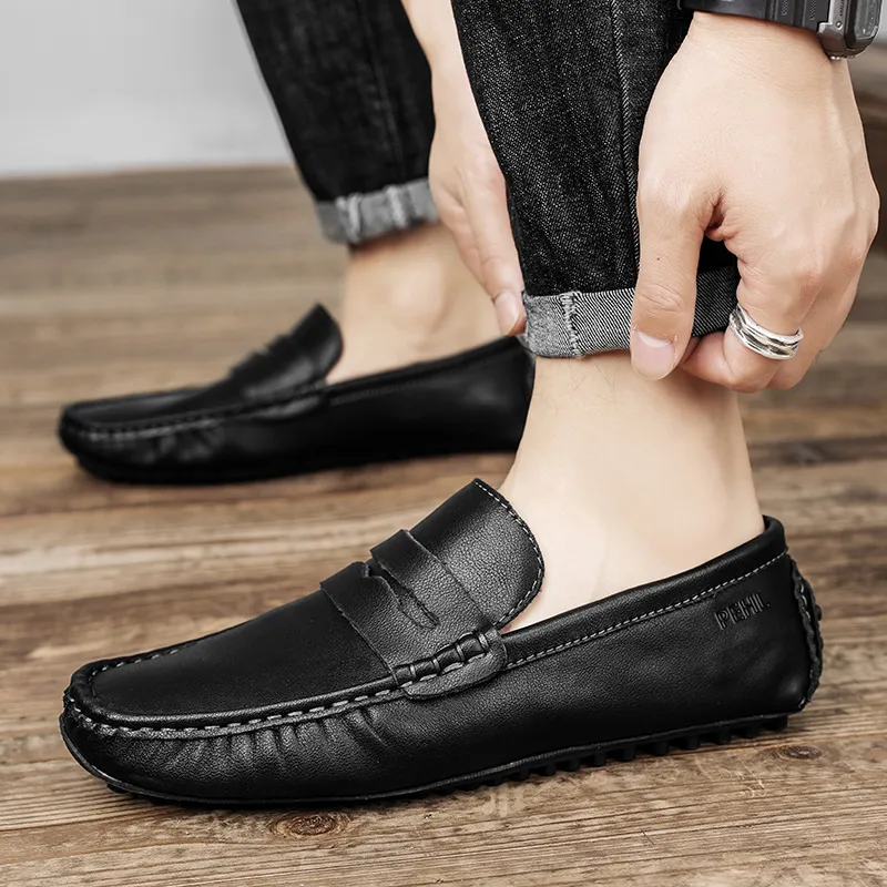 PEHL Gommino Loafers Men Black/Burgundy/Khaki-2