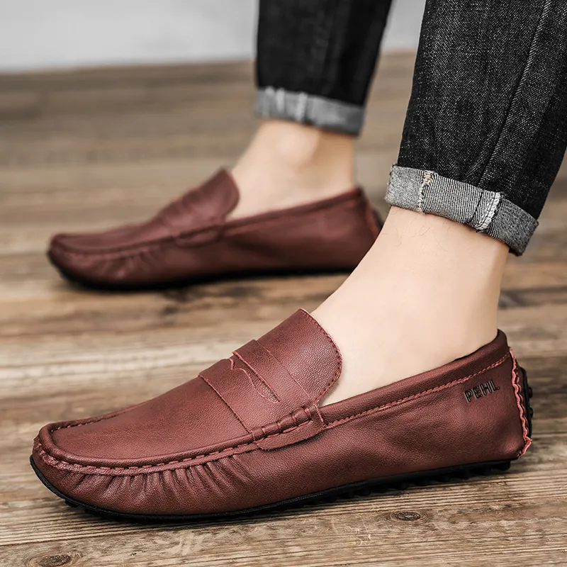 PEHL Gommino Loafers Men Black/Burgundy/Khaki-7