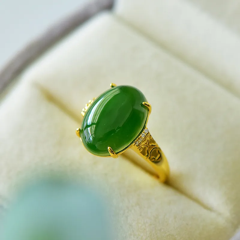 Xifeng Building Hetian Jade Rings Jasper Women's-4
