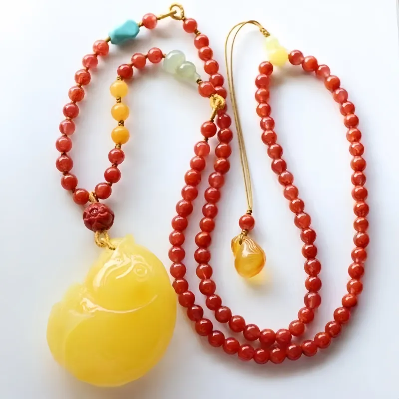 Xifeng Building Beeswax Good Luck Necklace Unisex-2