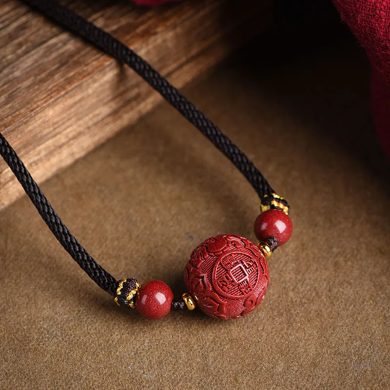Xifeng Building Cinnabar Jade Necklaces Women's-5