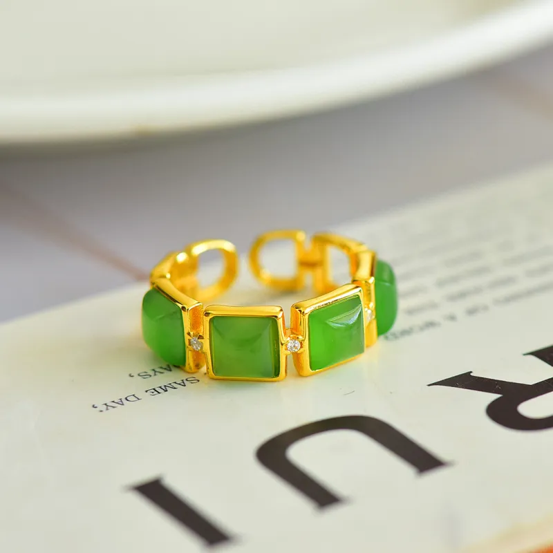 Xifeng Building Hetian Jade Rings Jasper Women's-3
