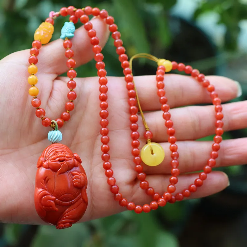 Xifeng Building Southern Red Agate Necklaces Unisex-5