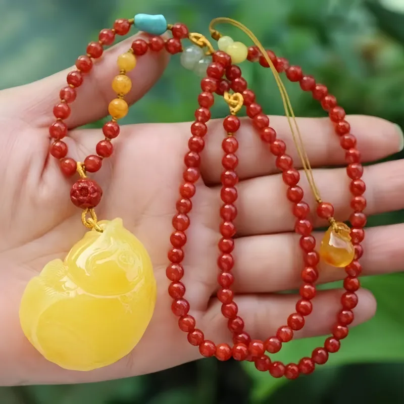 Xifeng Building Beeswax Good Luck Necklace Unisex-3
