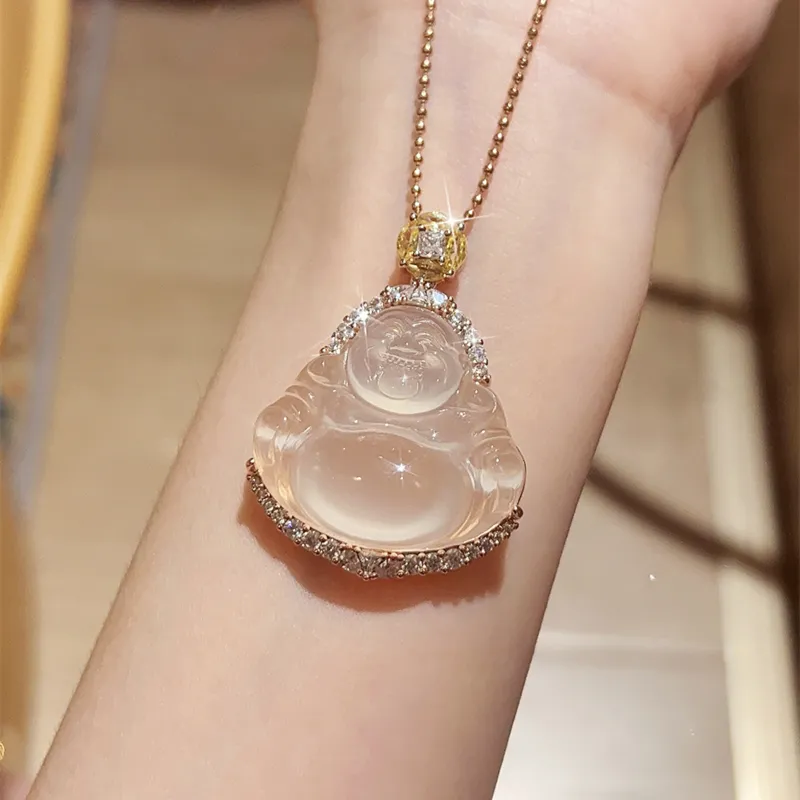 Xifeng Building Chalcedony Jade Pendant #Good Luck Women's-3