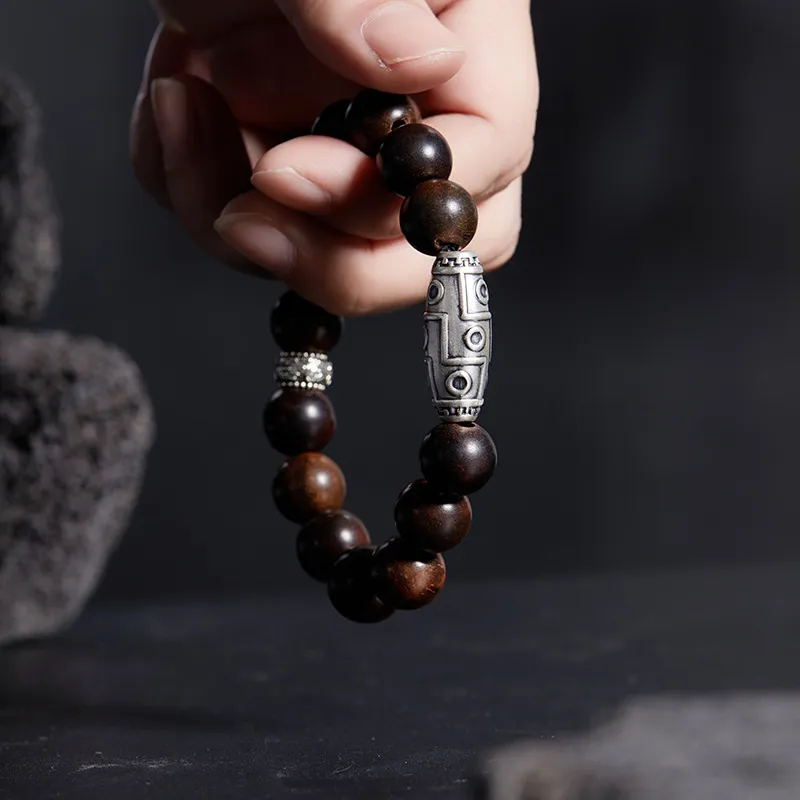 Xifeng Building Rosewood Dzi Bead Bracelet # Good Luck Unisex-3