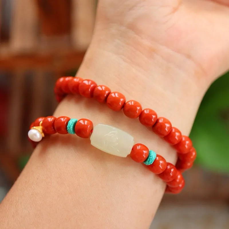 Xifeng Building Southern Red Agate Bracelets Women's-2