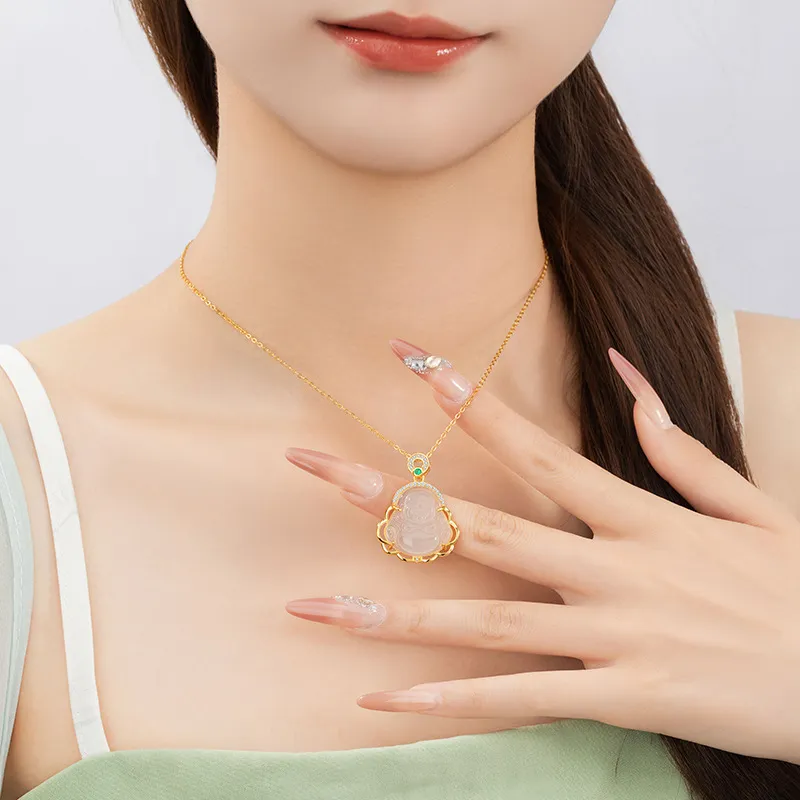 Xifeng Building Chalcedony Jade Necklaces Women's-3