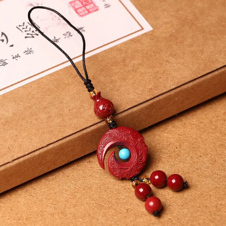 Xifeng Building Cinnabar Jade Pendants Unisex-4