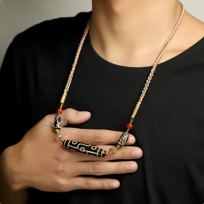 Xifeng Building Agate Necklace Vintage Chinese Fashion Trend Unisex-3