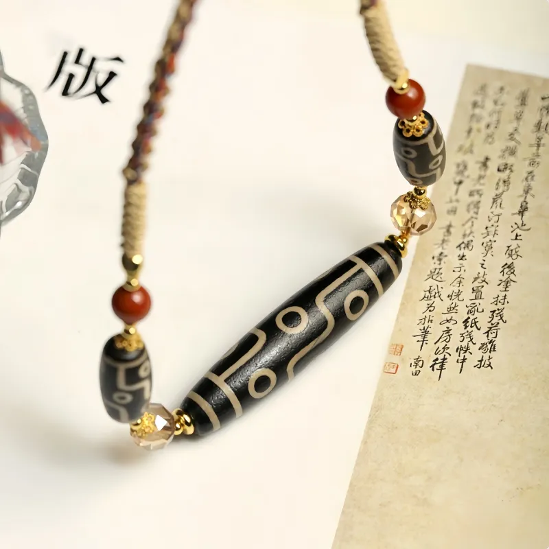 Xifeng Building Agate Necklace Vintage Chinese Fashion Trend Unisex-2