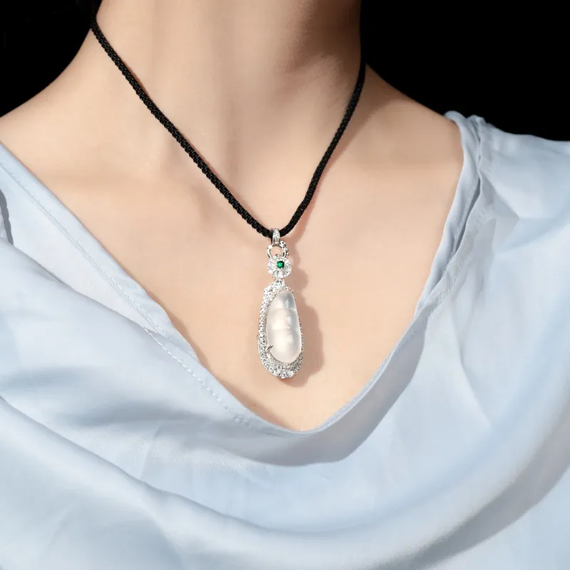 Xifeng Building Chalcedony Jade Necklaces Women's-3