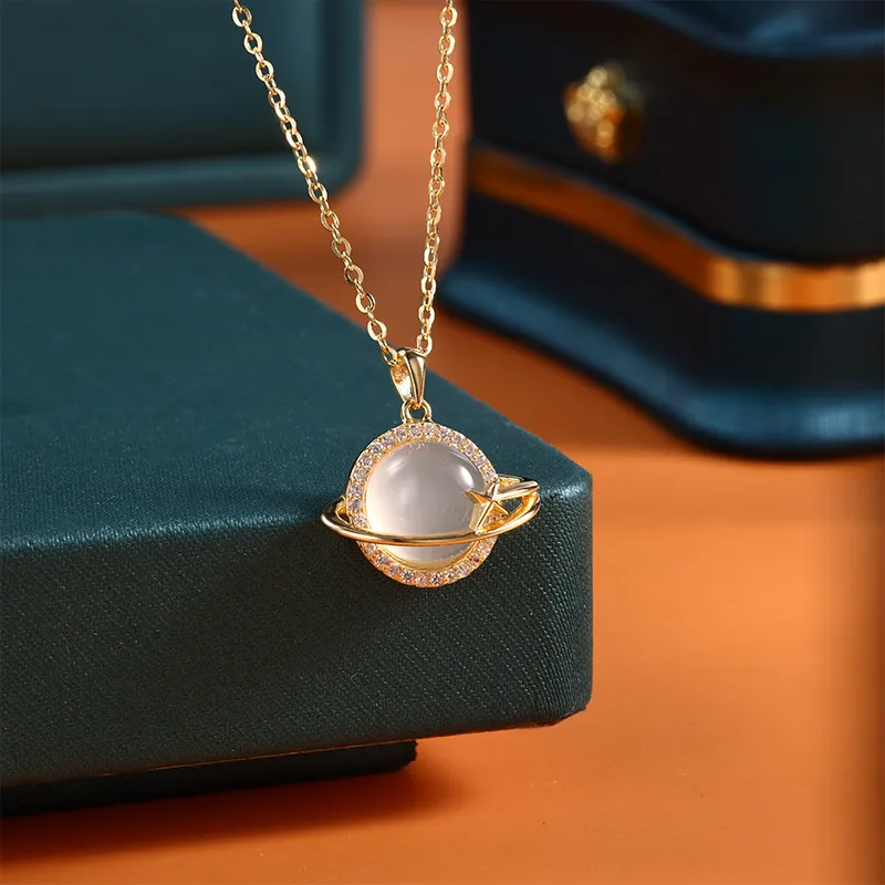 Xifeng Building Chalcedony Planet Pendant Cute And Fresh Niche Advanced Necklace Women's-2